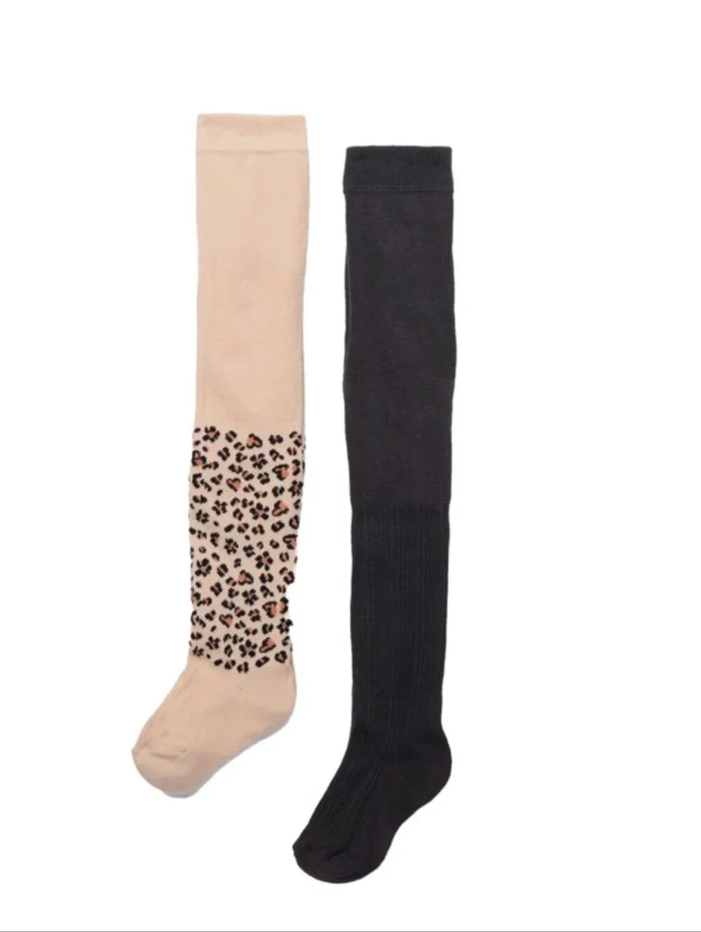 Two-Pack Over-the-Knee Socks — Leopard Print & Solid